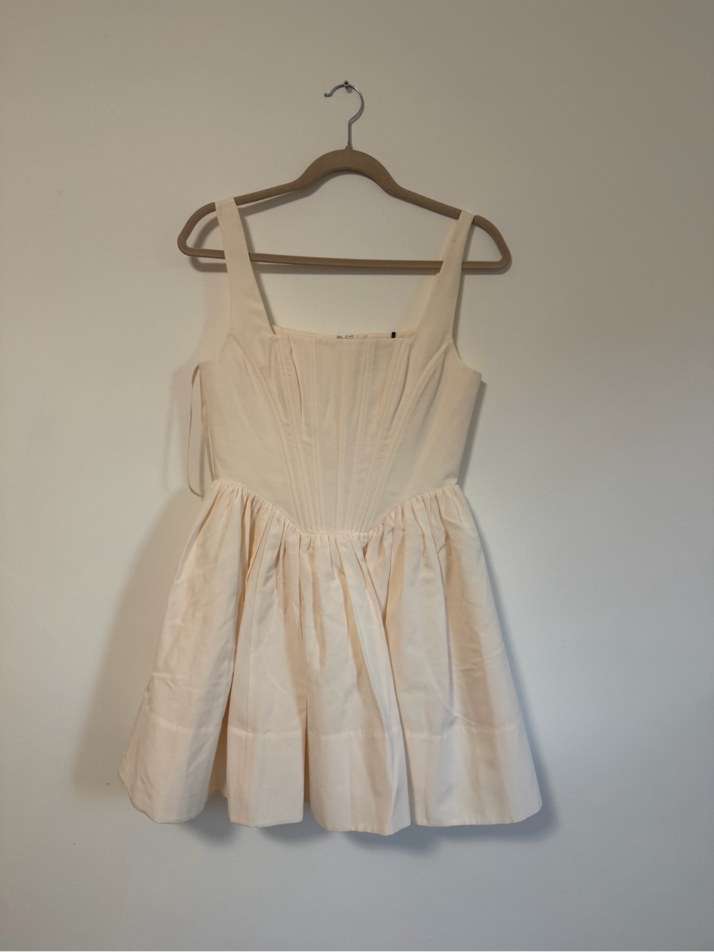 Cream Fit-and-Flare Dress with Square Bodice - Picture 8 of 10